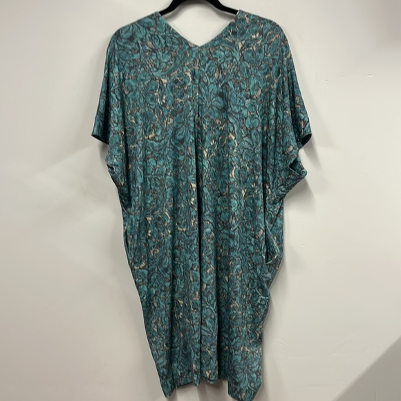 Peruvian Connection Turquoise Delphi Caftan Floral Tapestry Dress Sz M/L - Picture 8 of 8